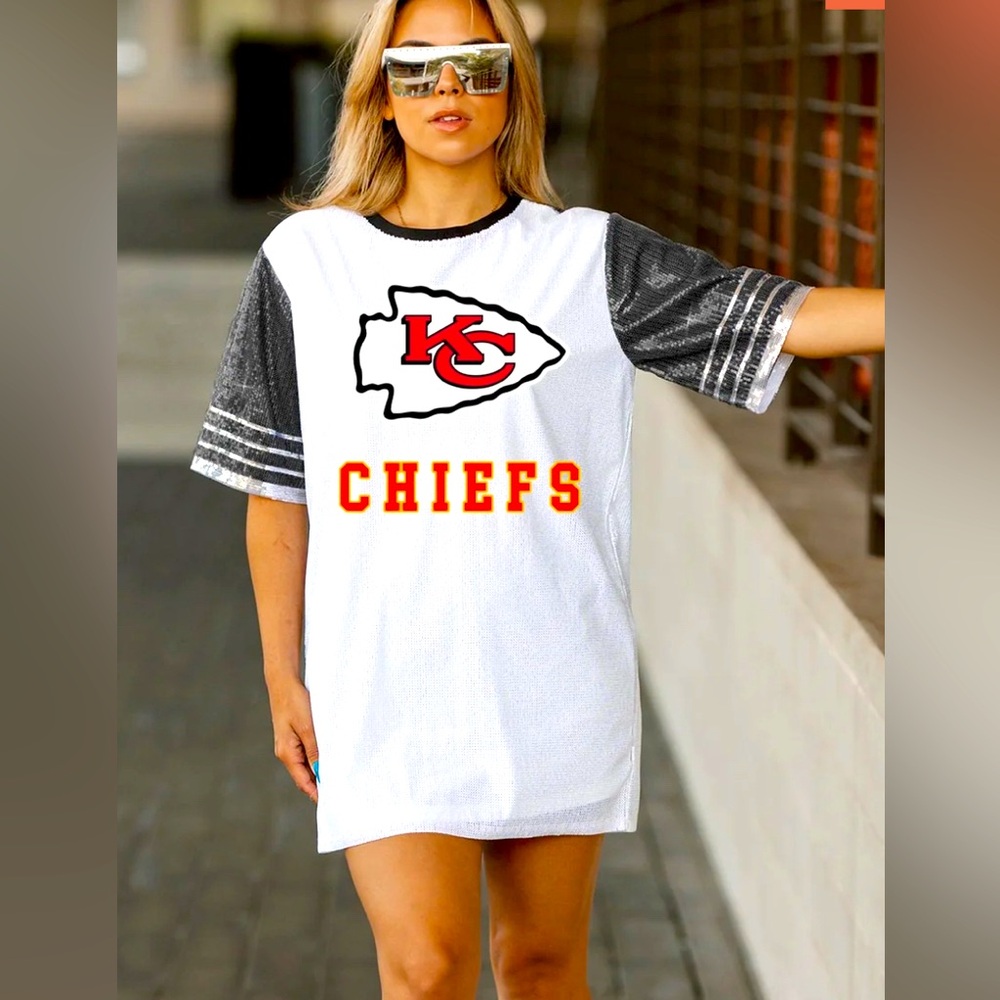Kansas City Chiefs full sequin jersey tunic dress.